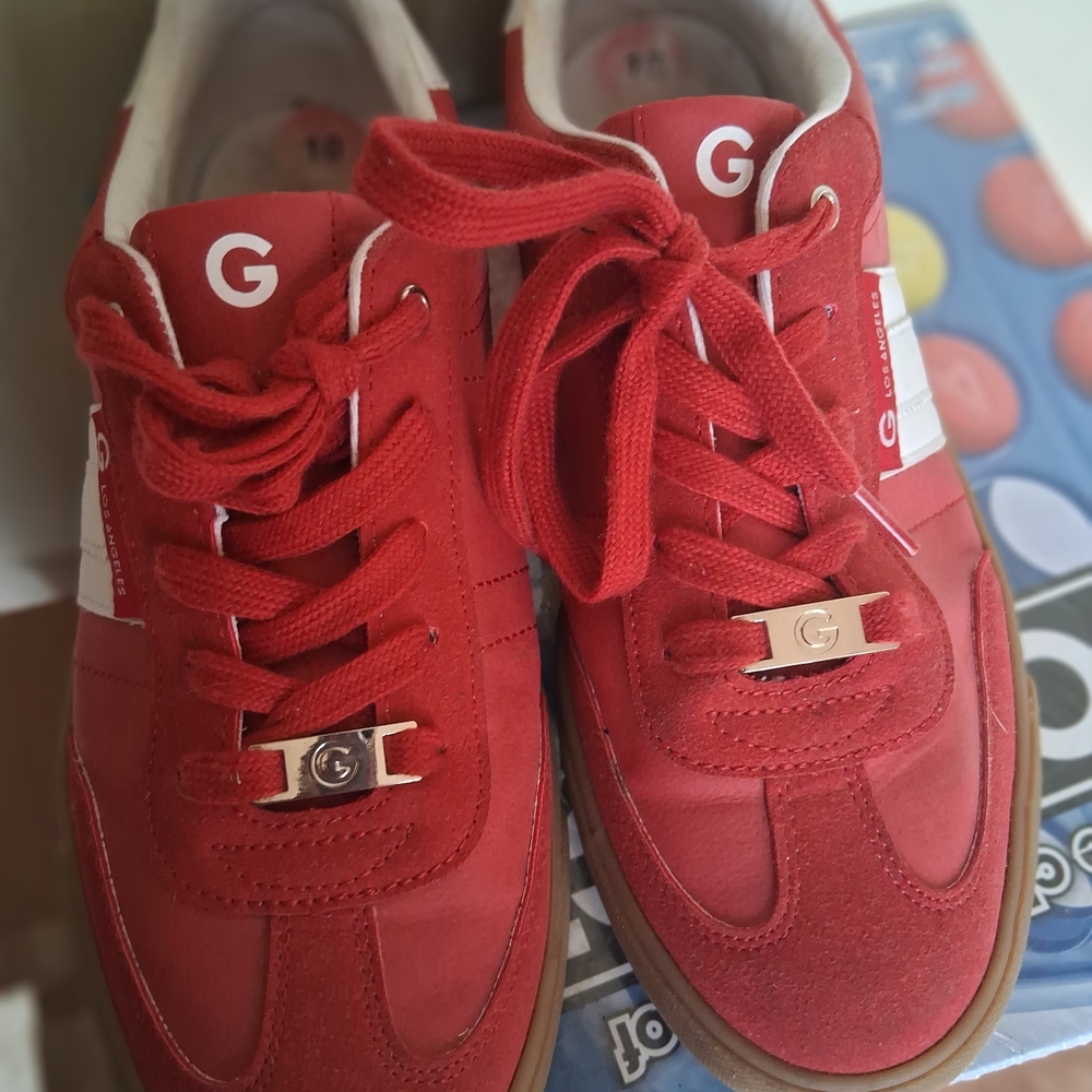 G by Guess Red Leather & Suede Sneakers